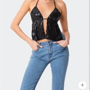 Edikted Black Sequin Tank Top